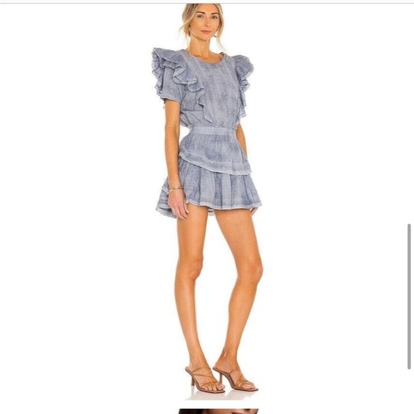 LoveShackFancy Natasha Dress Washed Denim Blue - Picture 2 of 11